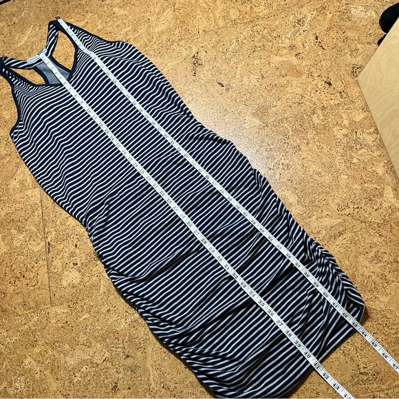Athleta Ember Pima Cotton Striped Ruched Dress Sz MT(Medium Tall) - Picture 11 of 16
